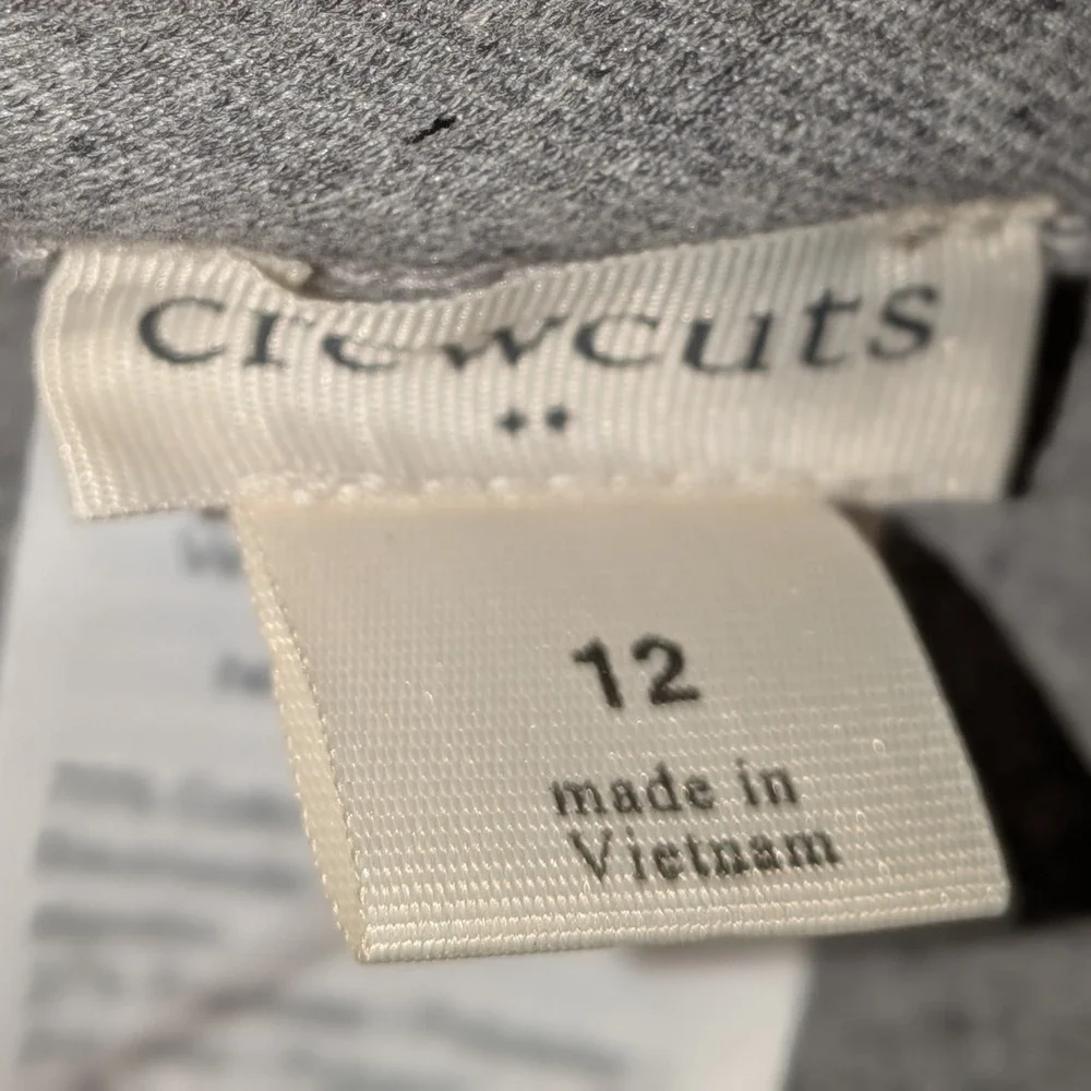 Crewcuts J‎ Crew Girls Heather Gray Jersey Skater Skirt Side Zip Size 12 NEW